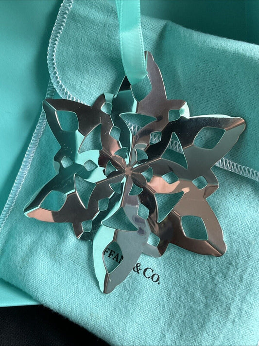 2018 Tiffany Sterling Silver Snowflake Christmas Ornament