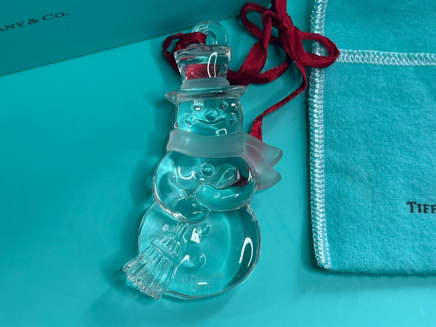 Tiffany & Co Glass Snowman Christmas Ornament 