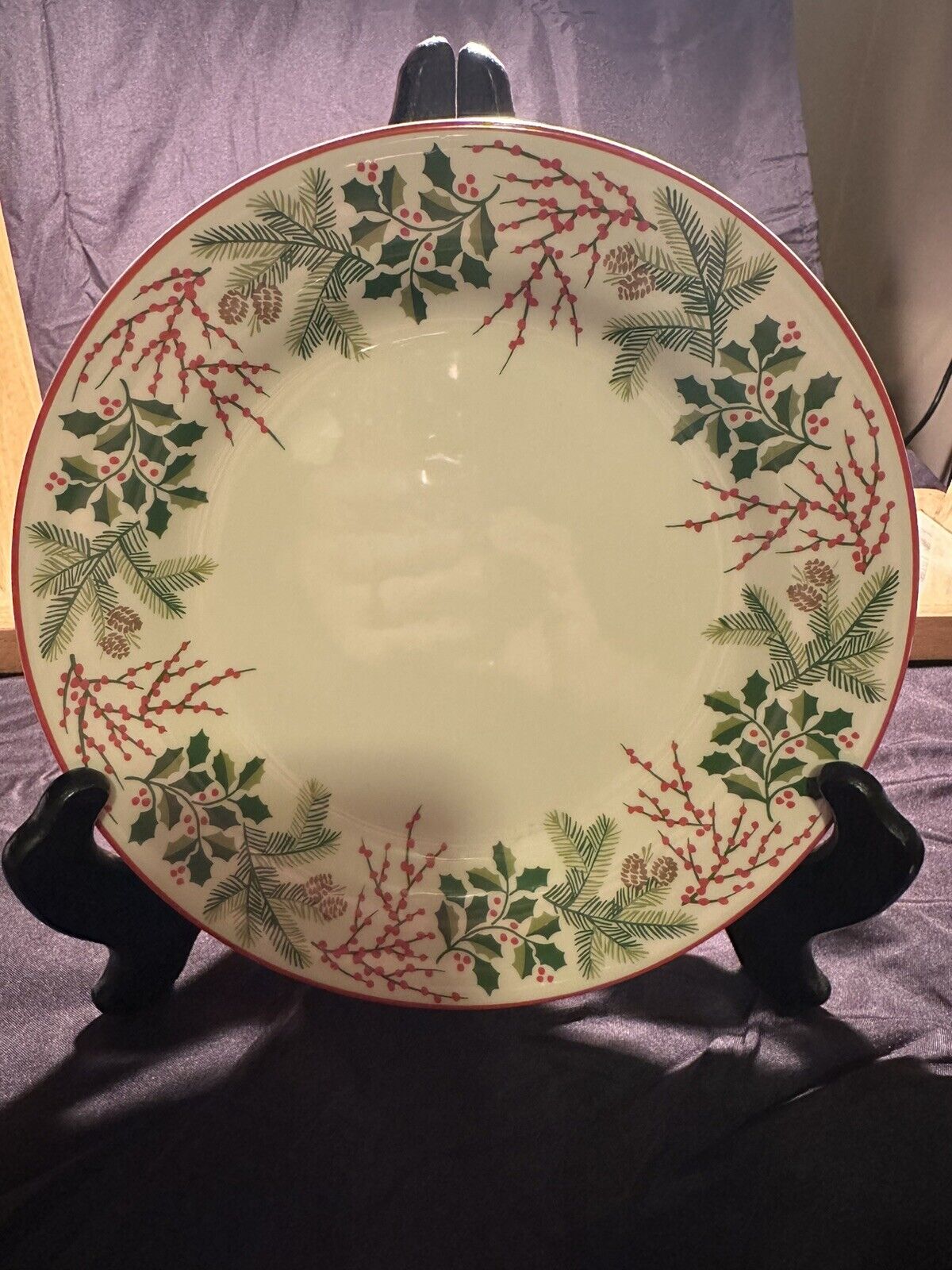 Tiffany & Co Holiday Salad Or Dessert Plate Holly Berry 8.5 Inches