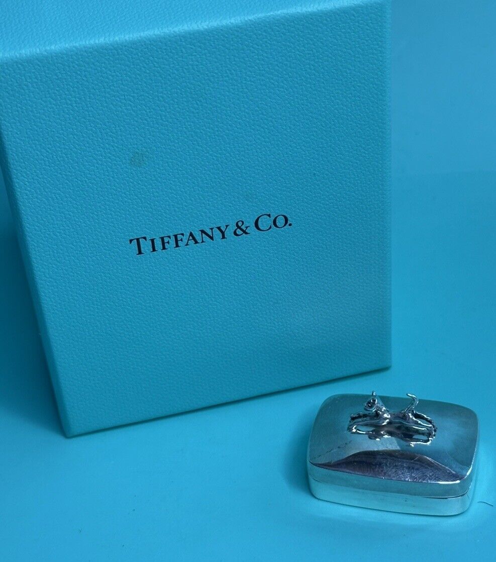 Tiffany & Co Sterling Silver Cat Pill Box