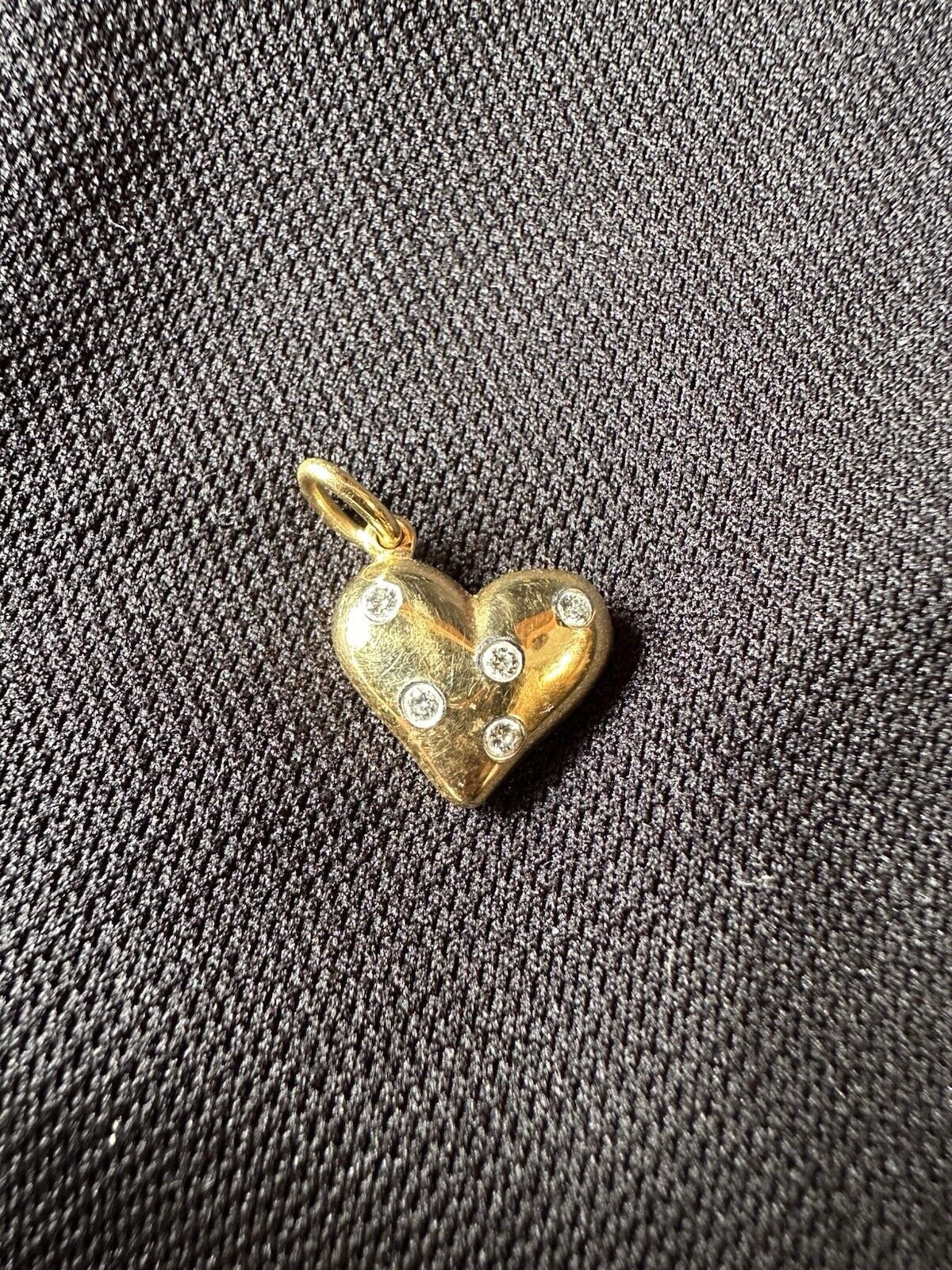 Tiffany & Co.  Etoile Heart Charm Pendant Diamond Puffy 18k Gold & Platinum