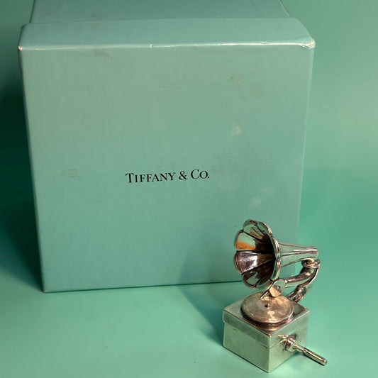 Tiffany & Co. Vintage Mini Phonograph Record Player Pill Box Sterling Silver