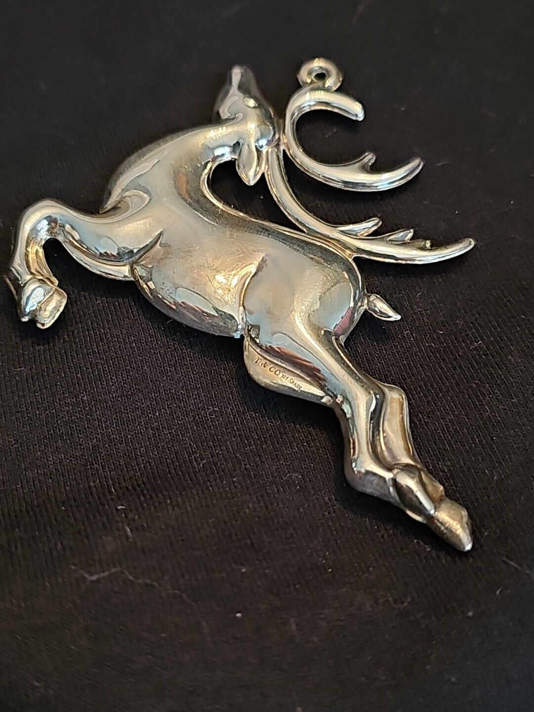 1999 Tiffany Sterling Silver Christmas Ornament Reindeer