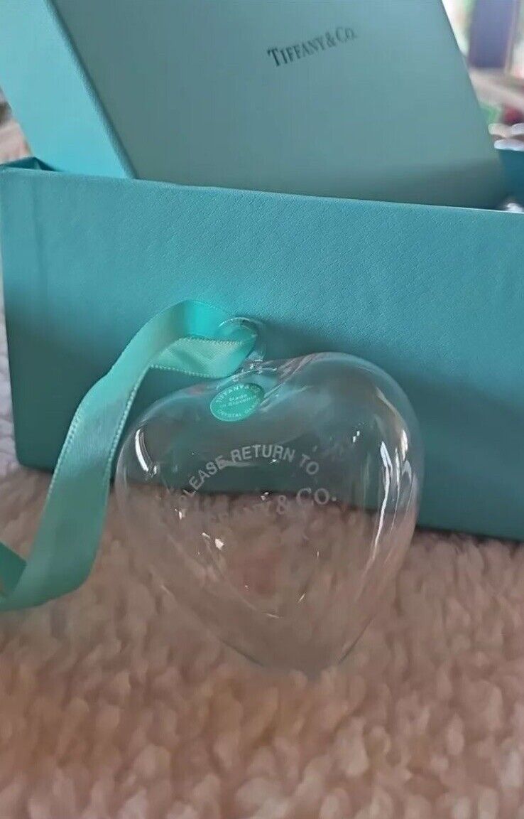 Tiffany Puffy Heart Glass Christmas Ornament With Box