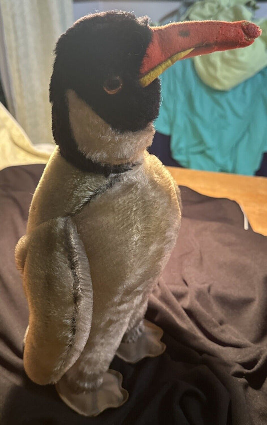 13” VINTAGE 1960s STEIFF PENGUIN With Tag Mohair Large Rare Peggy