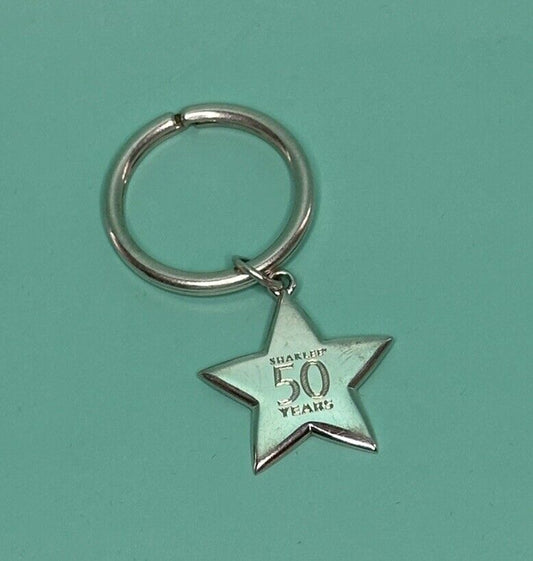 GENUINE RARE 2000 STERLING SILVER TIFFANY & CO STAR KEY RING SHAKLEE 50 YEARS