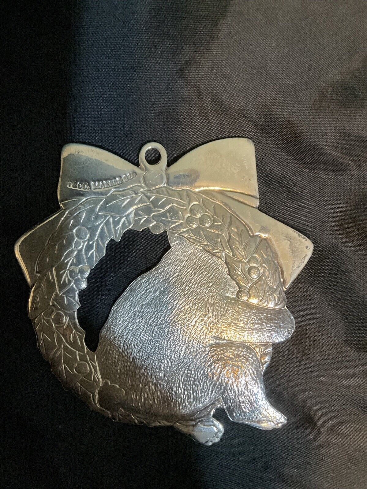 Tiffany Sterling Silver Christmas Ornament Teddy Bear Wreath Rare