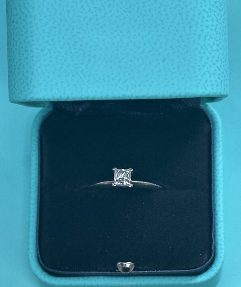 Tiffany Platinum Engagement Ring .35 Ct Ring Sz 5 Comes W/ Valuation Report