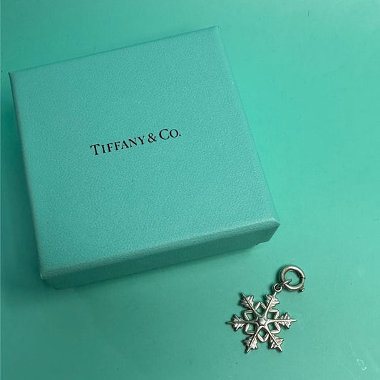 Tiffany & Co Sterling Silver Snowflake Charm Winter Holiday Christmas Pendant