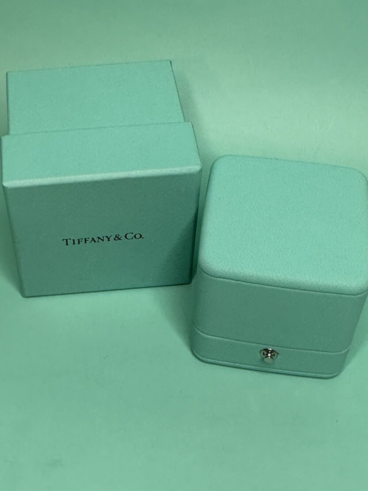 Tiffany & Co. 18k White Gold Iolite Solitaire Ring Sz 6 With Tiffany Ring Box