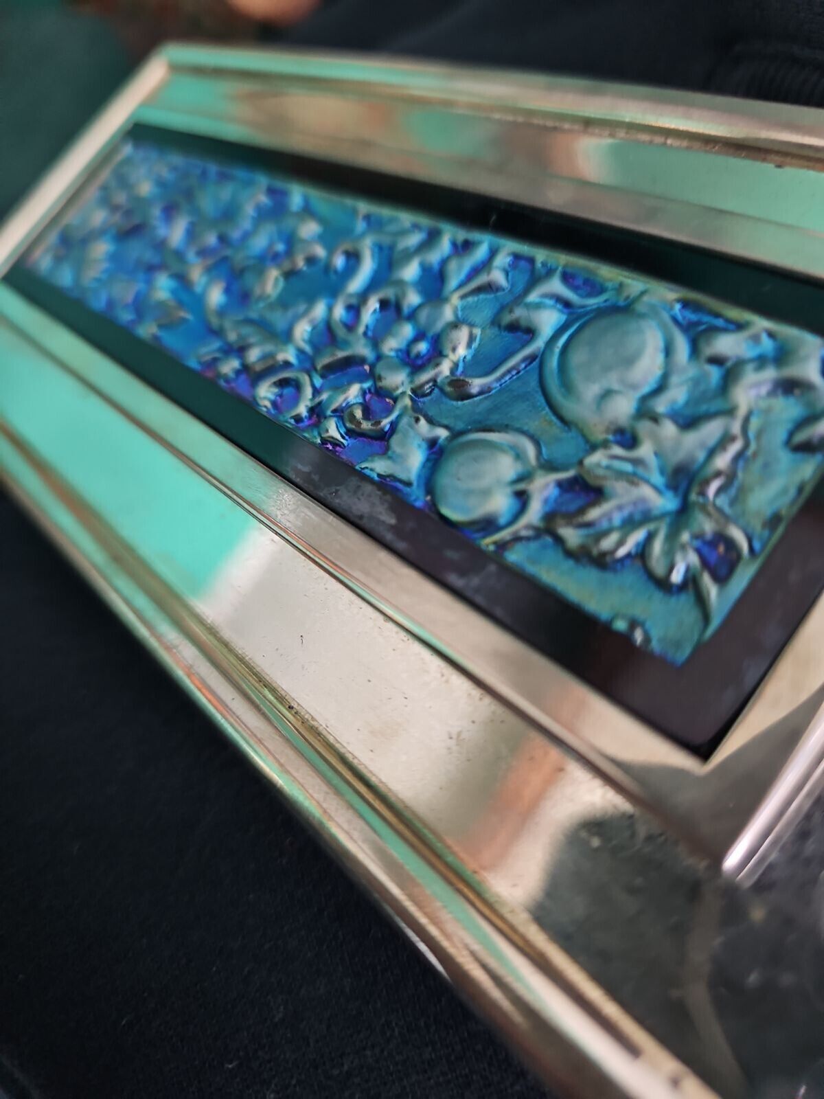 Tiffany Sterling Silver Cigarette Case Box Louis Comfort Tiffany Glass