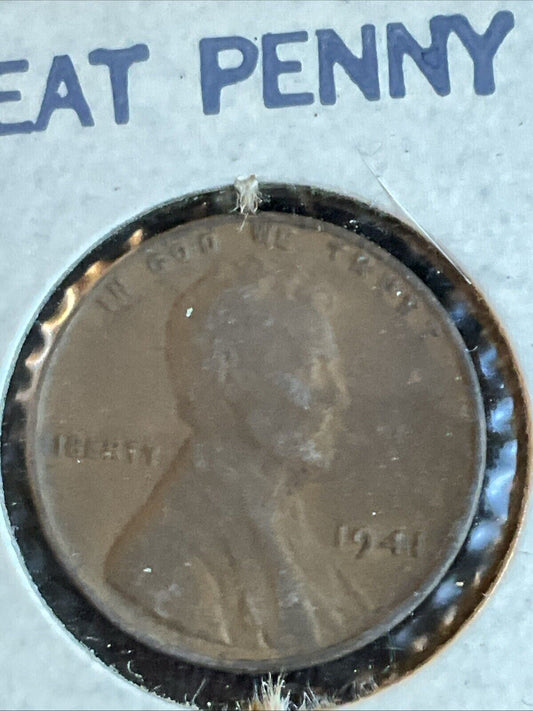 1941 Wheat Penny Lincoln Cent No Mint Mark