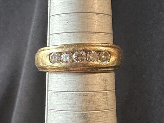 14k Gold Channel Set Diamond Wedding Band Size 9