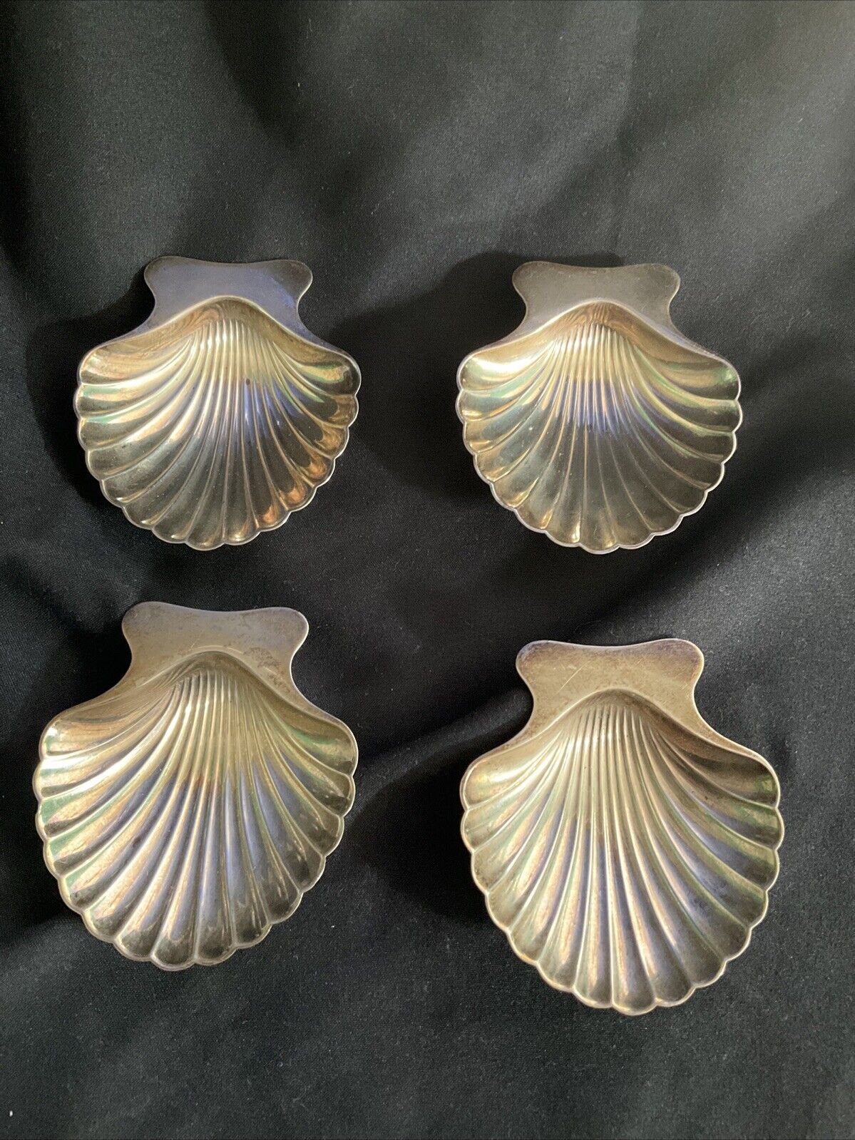 Tiffany Sterling Silver Scallop Shell Nut Dishes Lot Of 4