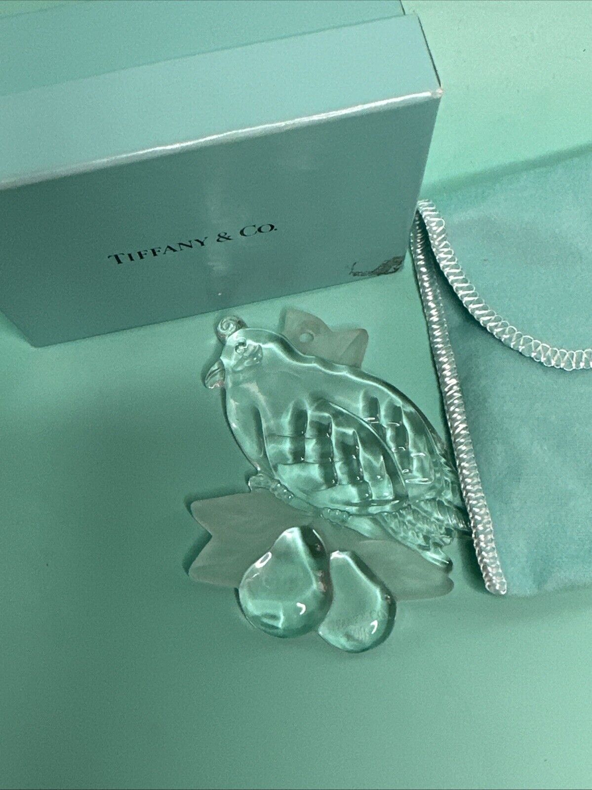 1998 Tiffany & Co. Crystal Partridge in Pear Tree Ornament