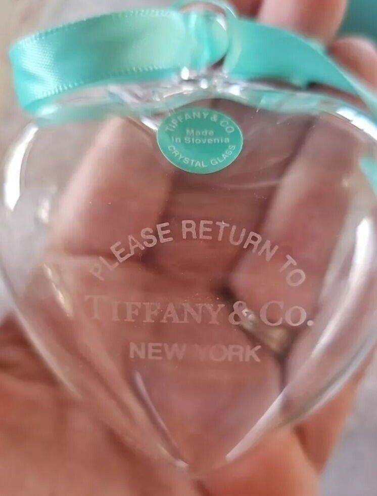 Tiffany Puffy Heart Glass Christmas Ornament With Box