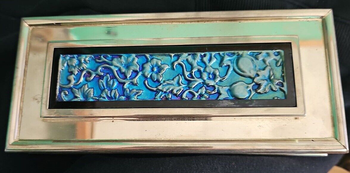 Tiffany Sterling Silver Cigarette Case Box Louis Comfort Tiffany Glass