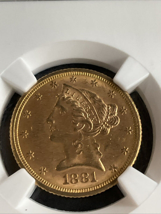 1881 5 dollar gold coin Liberty Half Eagle MS62