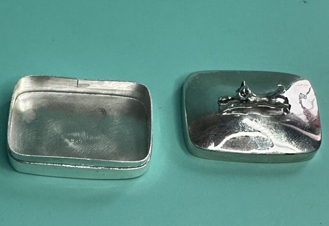 Tiffany & Co Sterling Silver Cat Pill Box