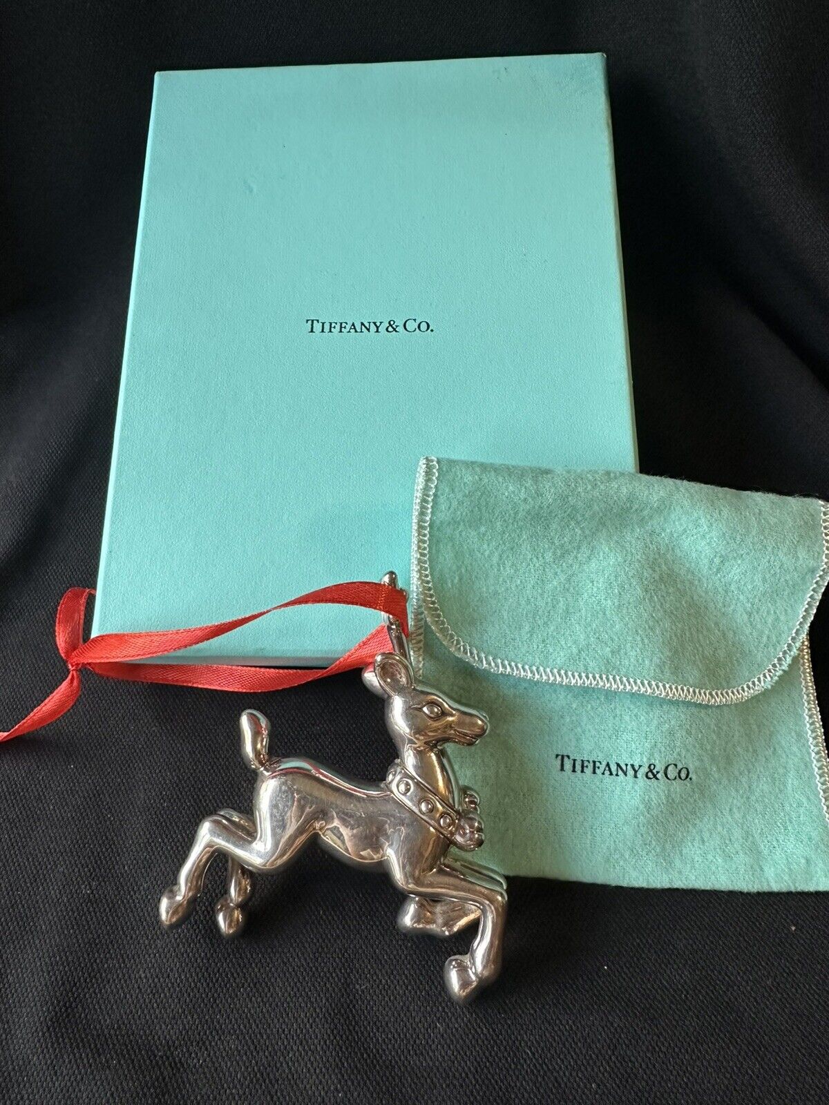 Tiffany & Co 1994 Sterling Silver Reindeer Christmas Ornament