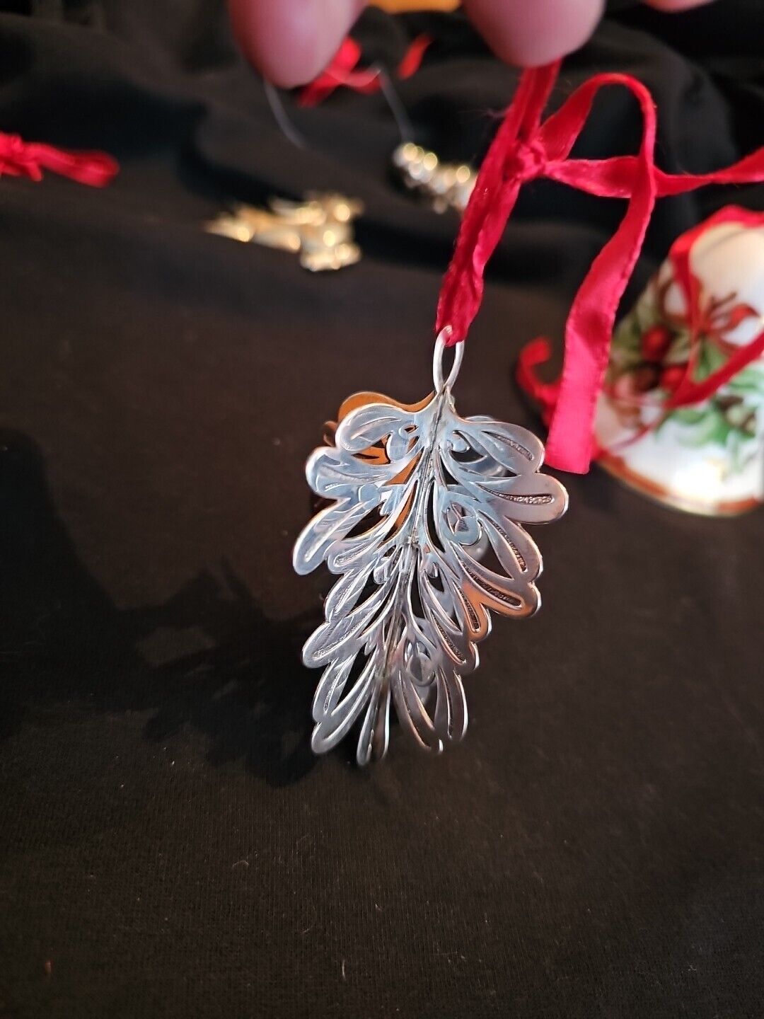 1999 Tiffany Sterling Silver Christmas Ornament Mistletoe