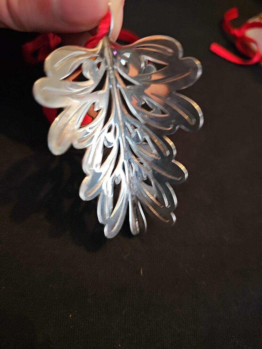 1999 Tiffany Sterling Silver Christmas Ornament Mistletoe