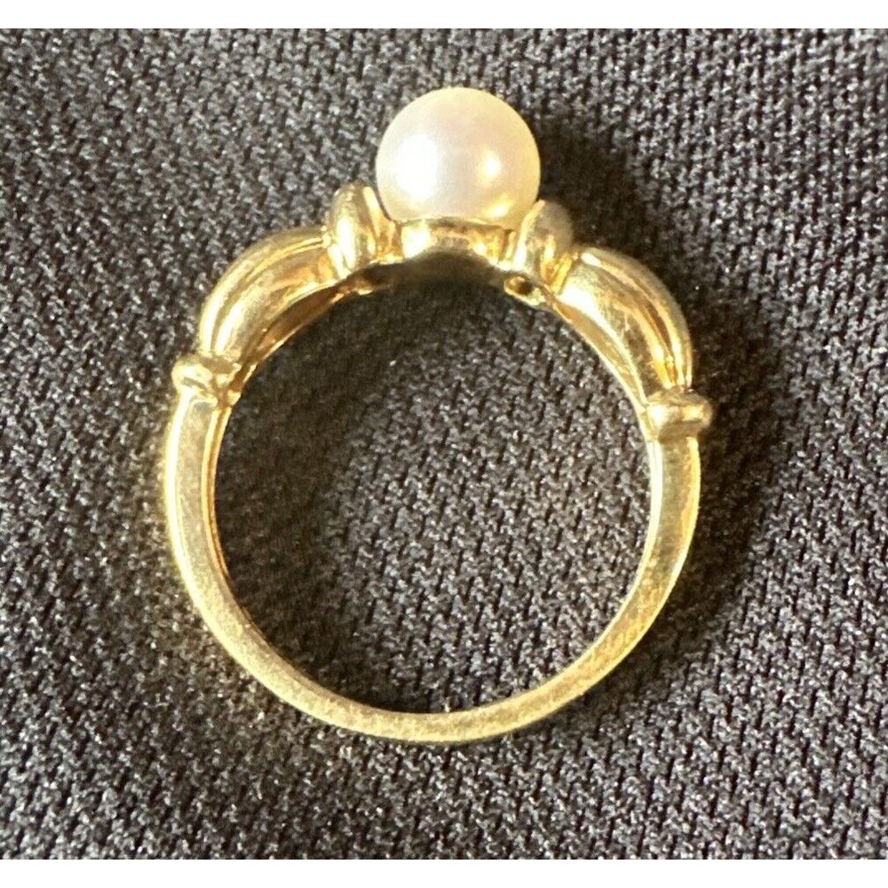 Tiffany & Co 18k Gold Akoya Pearl Ring Size 9 With Tiffany Ring Box