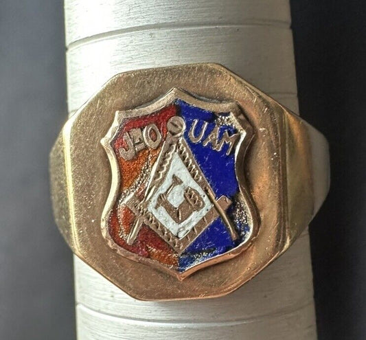 14k Gold Junior Order Of United American Mechanics Ring Sz 8.5