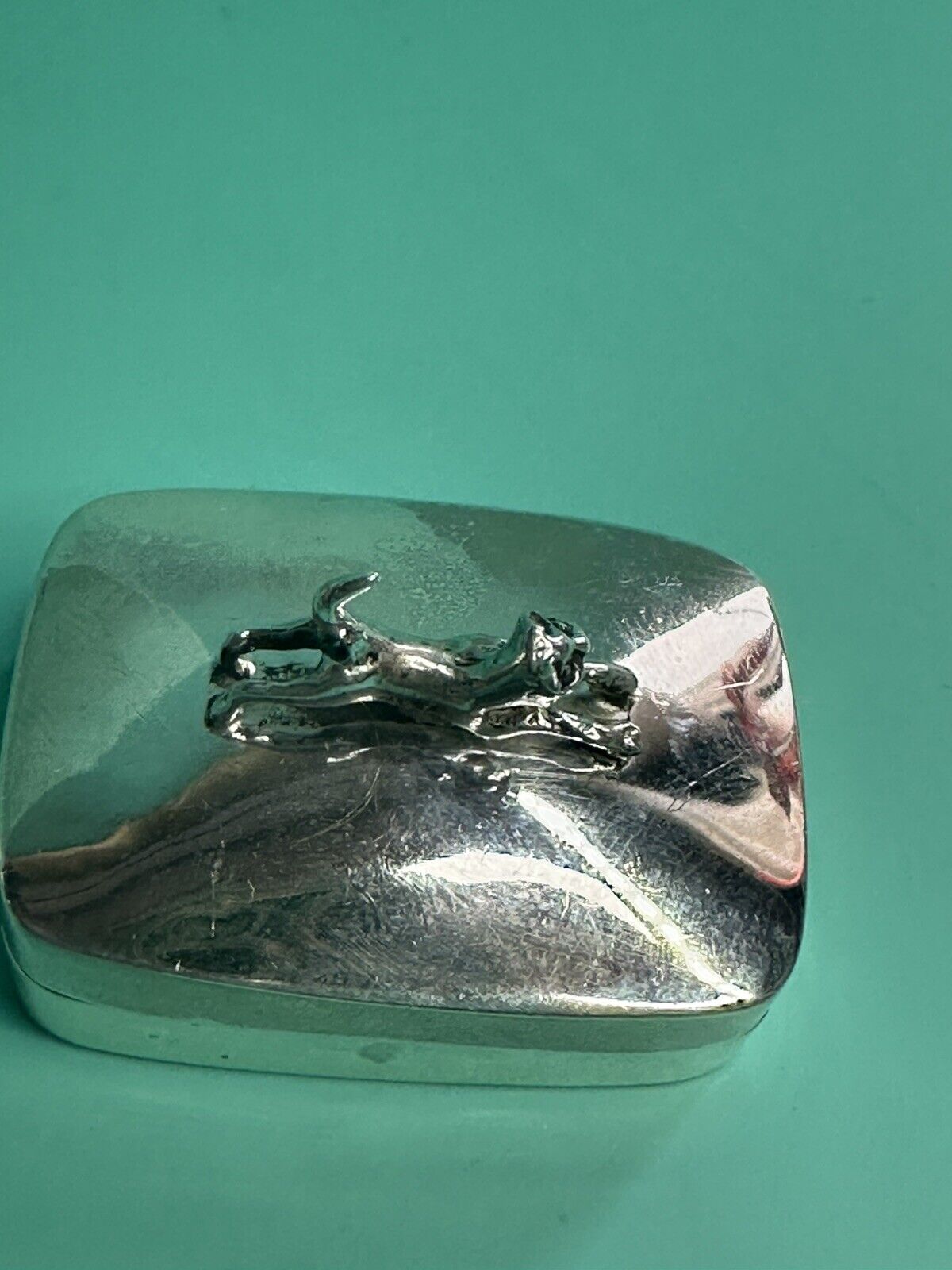 Tiffany & Co Sterling Silver Cat Pill Box