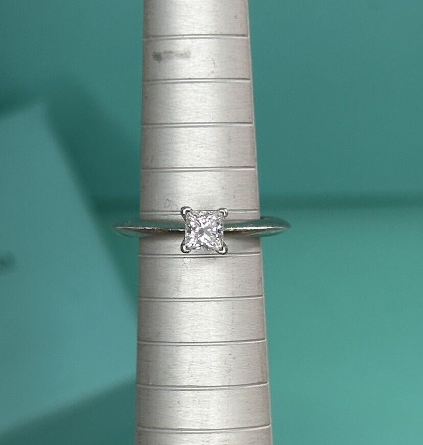 Tiffany Platinum Engagement Ring .35 Ct Ring Sz 5 Comes W/ Valuation Report