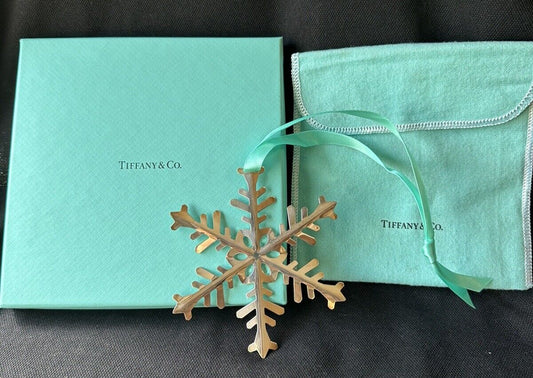 Tiffany & Co. 2020 Sterling Silver Snowflake Ornament with Box, Pouch, Ribbon